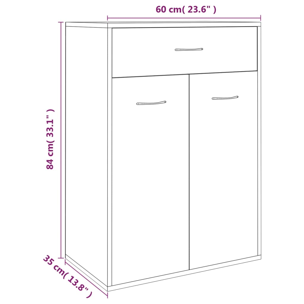 Schoenenkast 60x35x84 cm bewerkt hout eikenkleurig