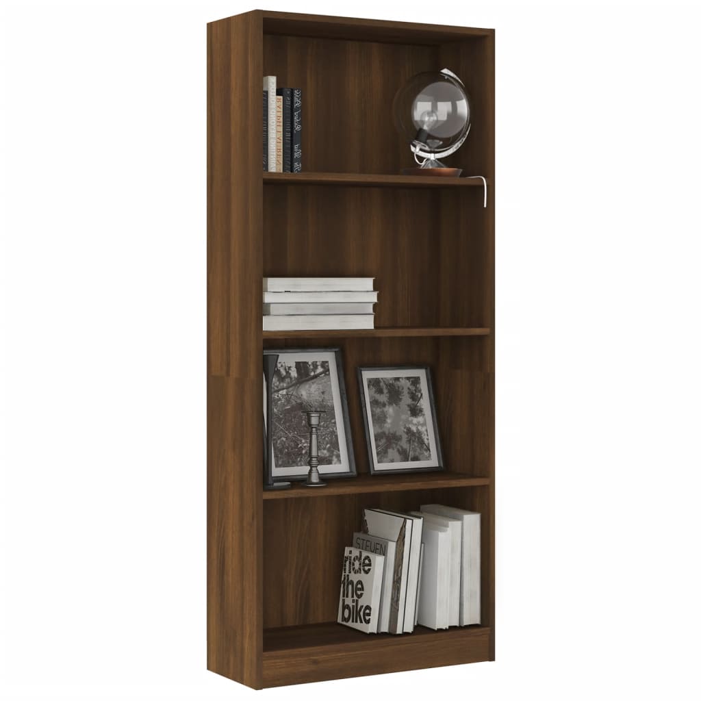 Boekenkast 60x24x175 cm bewerkt hout eikenkleurig