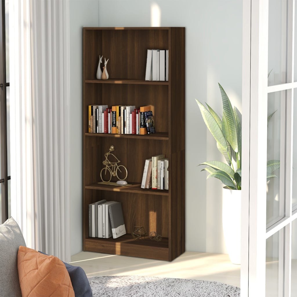 Boekenkast met 4 schappen 80x24x142 cm hout