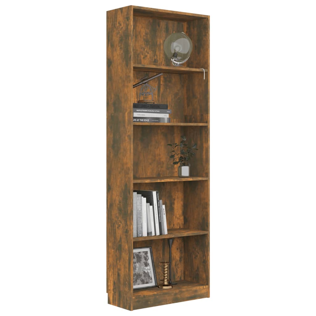 Boekenkast 60x24x175 cm bewerkt hout eikenkleurig