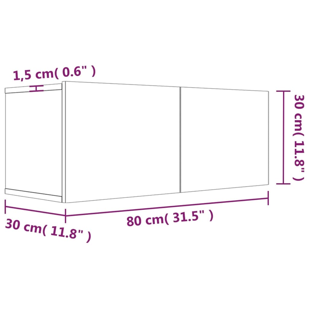 Tv-meubel 80x30x30 cm bewerkt hout bruin eikenkleur