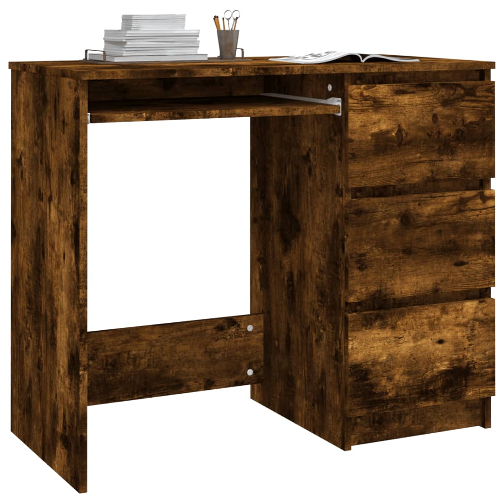 Bureau 90x45x76 cm bewerkt hout eikenkleurig