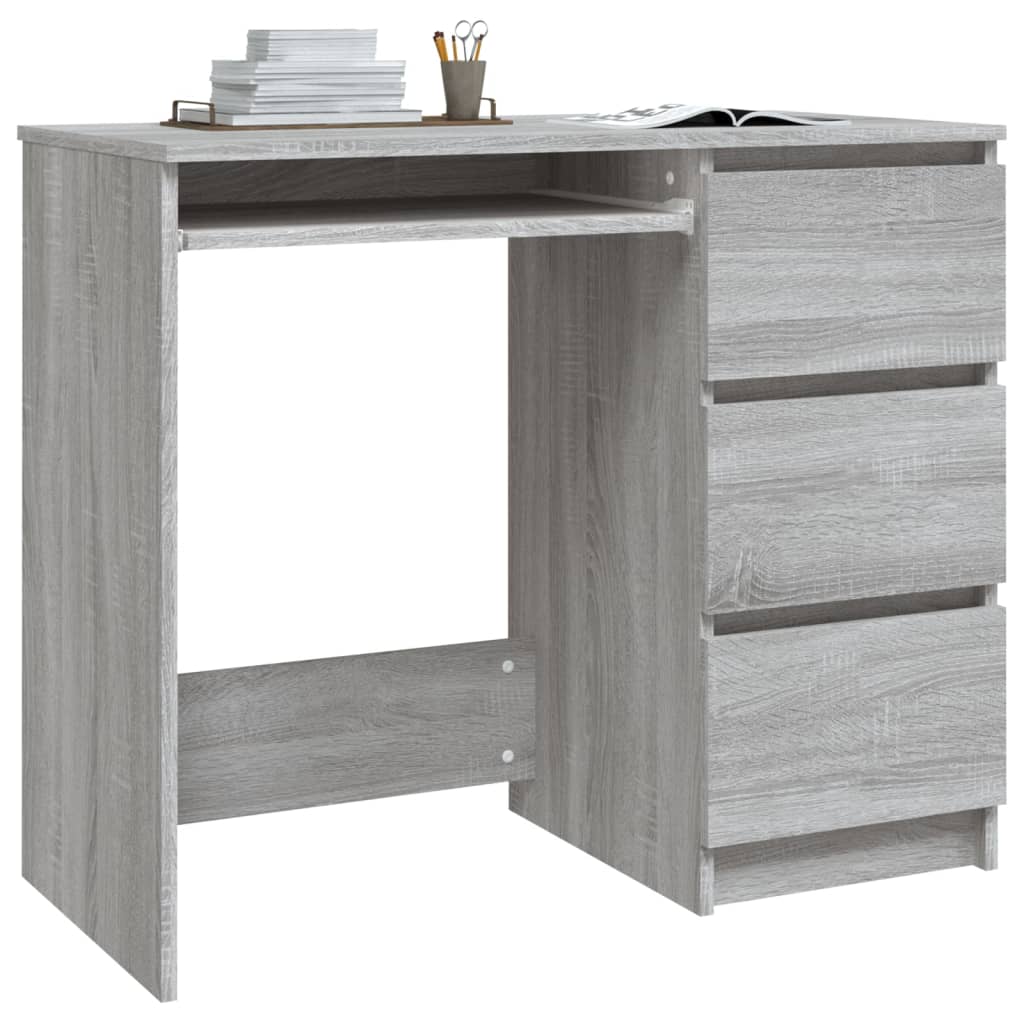 Bureau 90x45x76 cm bewerkt hout eikenkleurig