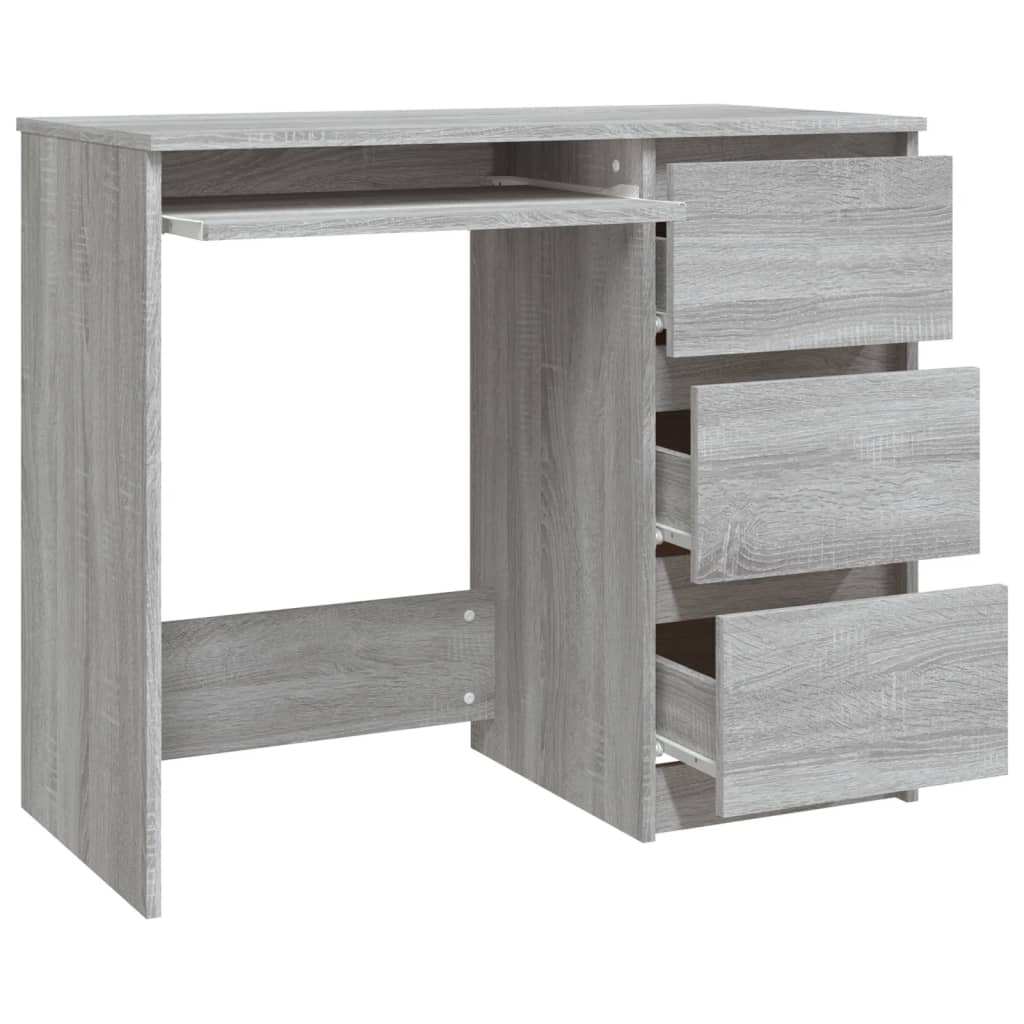 Bureau 90x45x76 cm bewerkt hout eikenkleurig