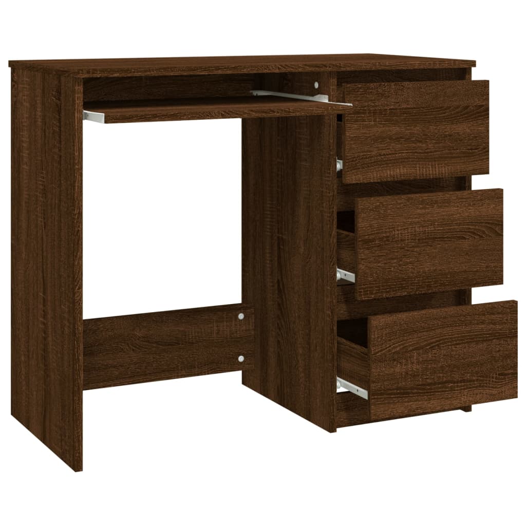 Bureau 90x45x76 cm bewerkt hout eikenkleurig