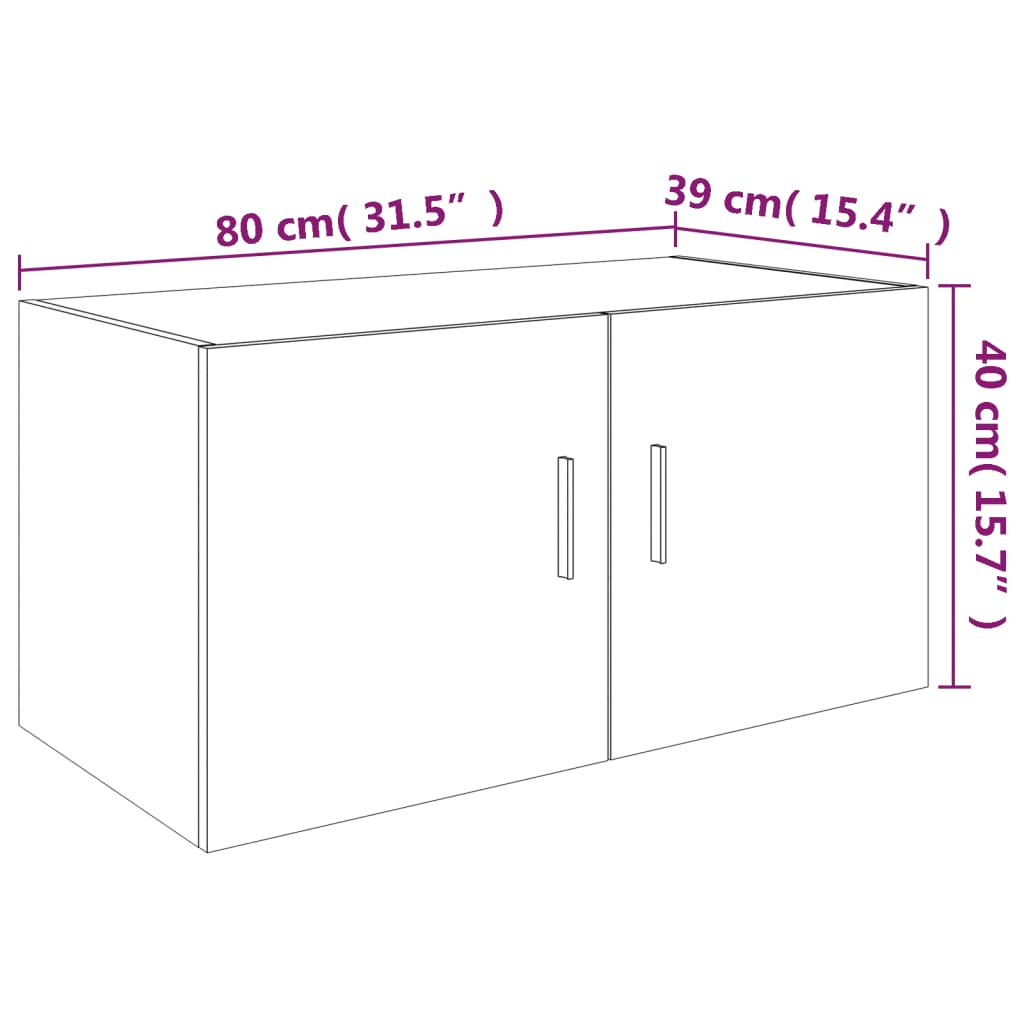 Hangkast 80x39x40 cm bewerkt hout