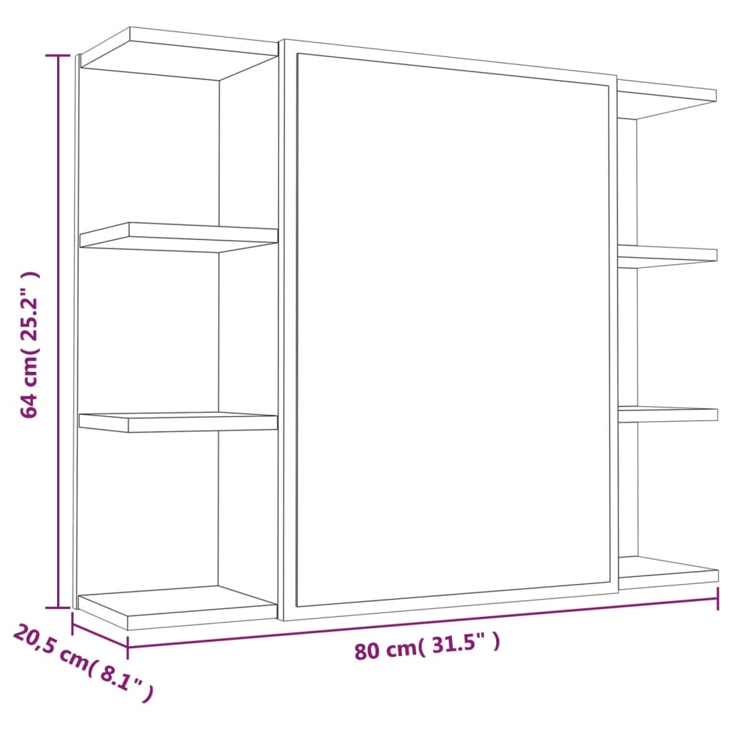 Badkamerspiegelkast 80x20,5x64 cm bewerkt hout