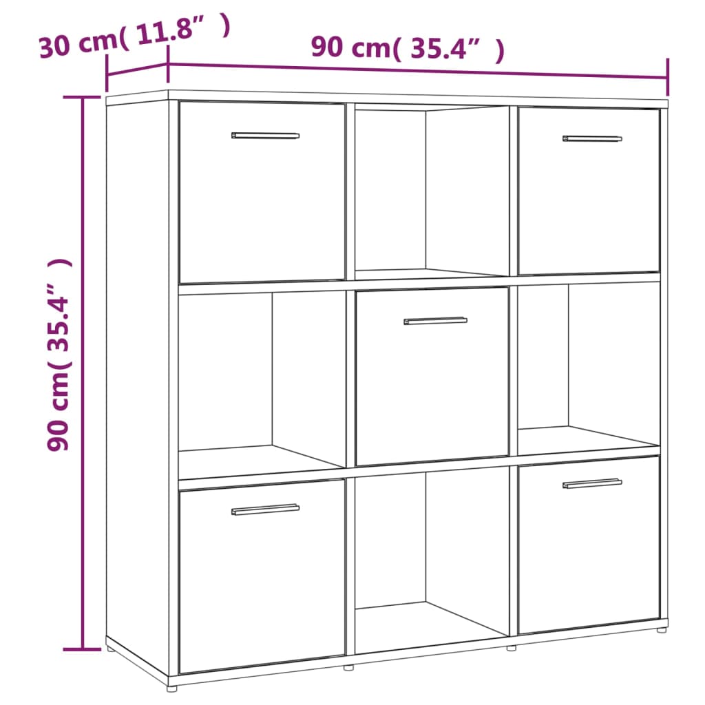 Boekenkast 90x30x90 cm bewerkt hout