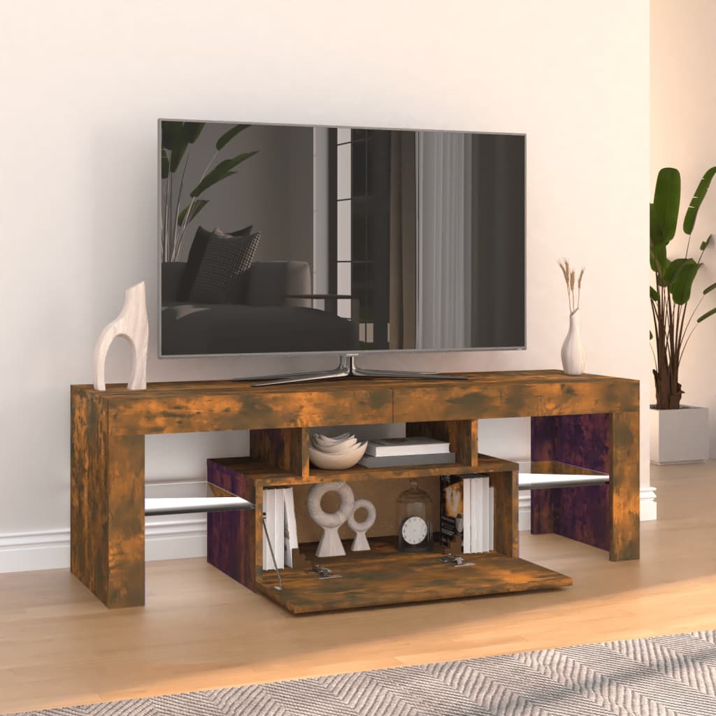 Tv-meubel met LED 120x36,5x40 cm bewerkt hout oud hout