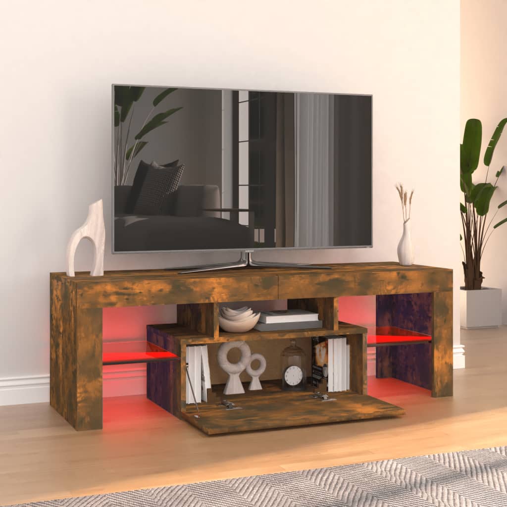 Tv-meubel met LED 120x36,5x40 cm bewerkt hout oud hout