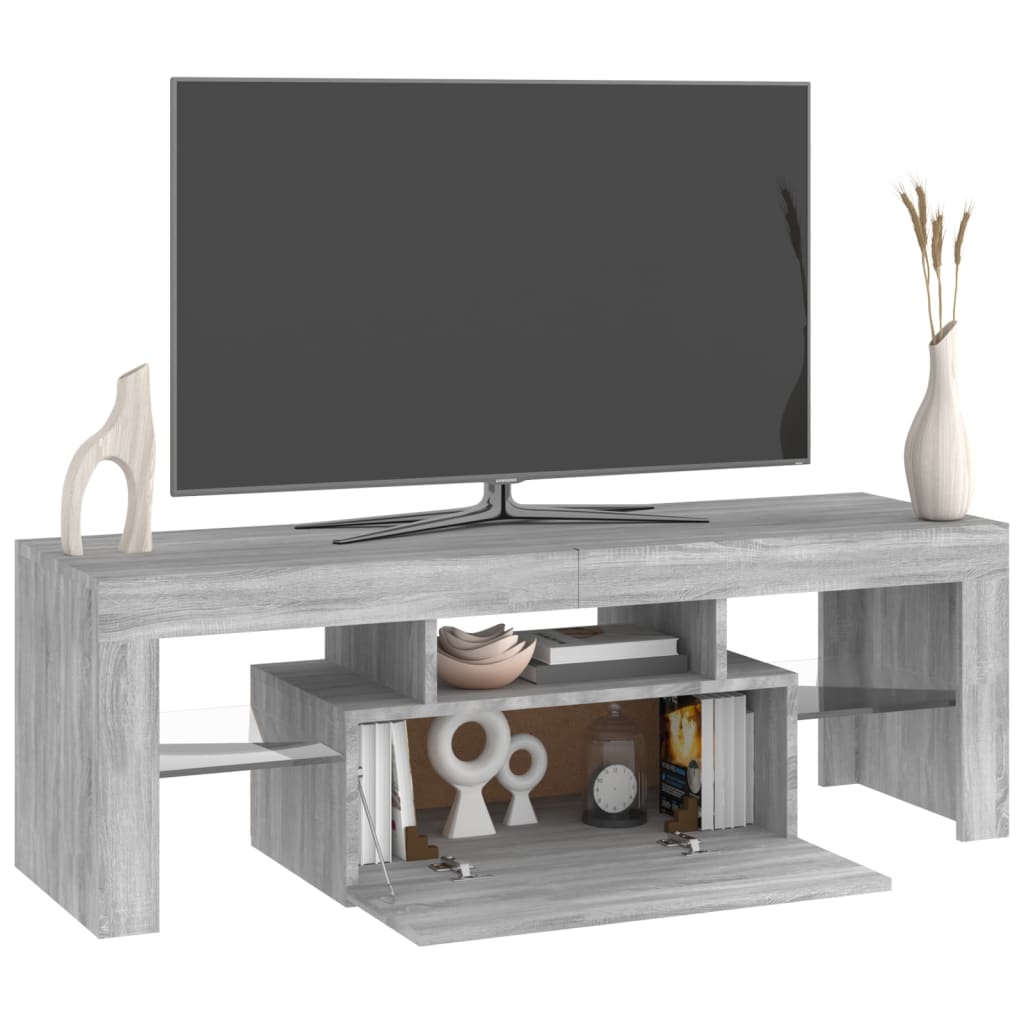 Tv-meubel met LED 120x36,5x40 cm bewerkt hout oud hout