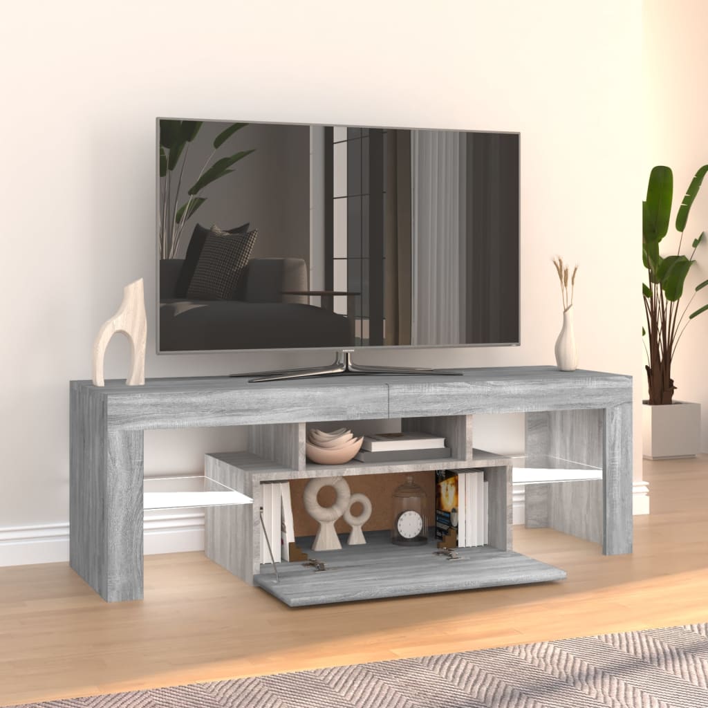 Tv-meubel met LED 120x36,5x40 cm bewerkt hout oud hout