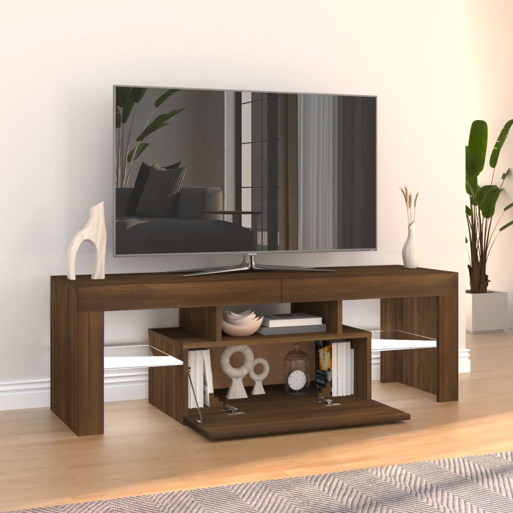 Tv-meubel met LED 120x36,5x40 cm bewerkt hout oud hout