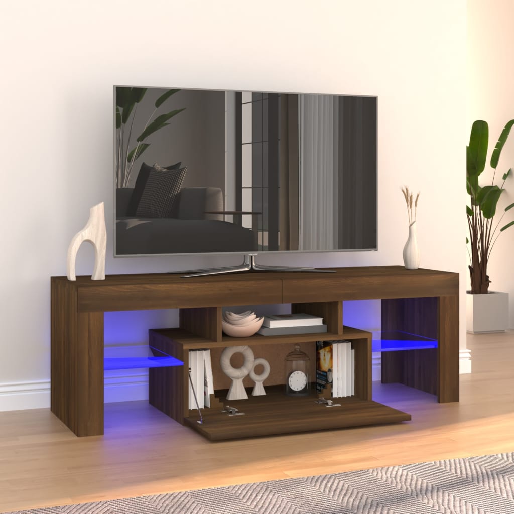 Tv-meubel met LED 120x36,5x40 cm bewerkt hout oud hout