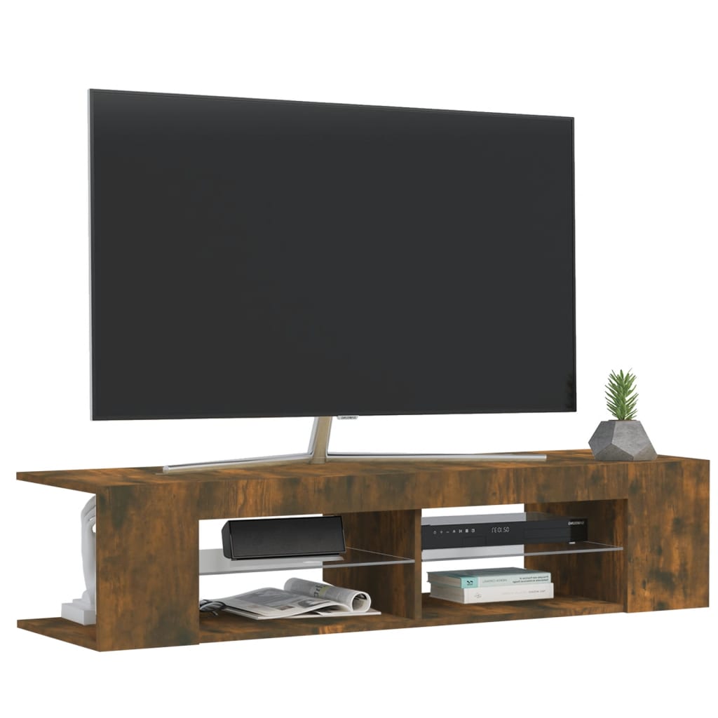 Tv-meubel met LED-verlichting 135x39x30 cm bruin eikenkleur