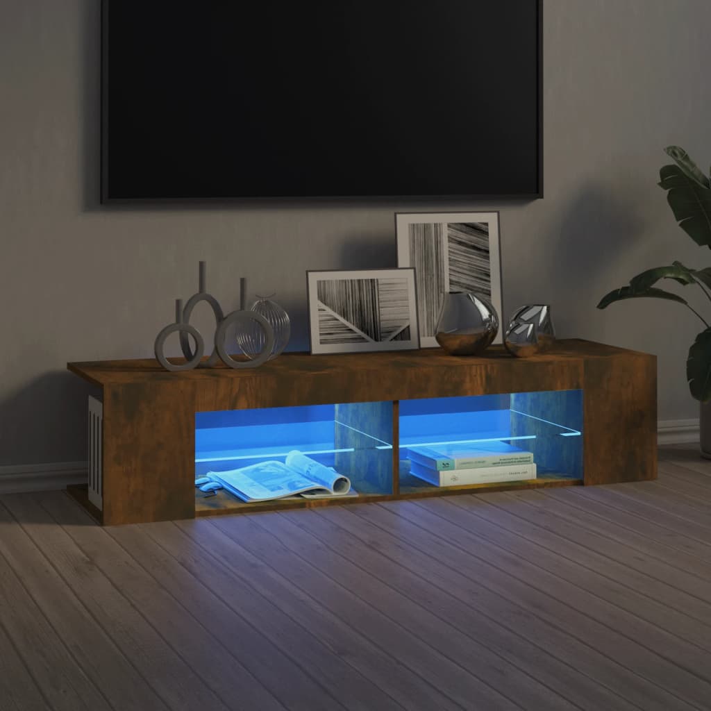 Tv-meubel met LED-verlichting 135x39x30 cm bruin eikenkleur