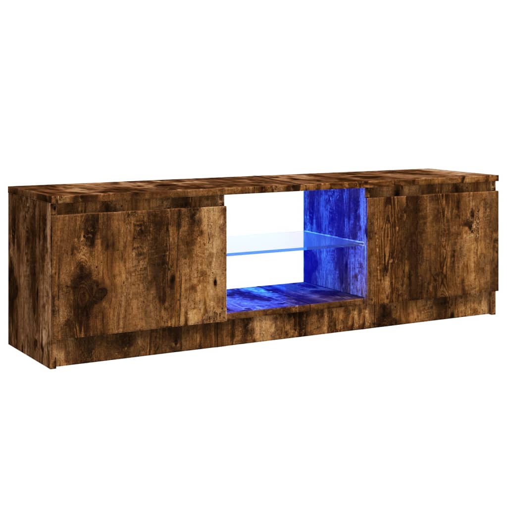 Tv-meubel met LED 140x40x35,5 cm bewerkt hout oud houtkleurig