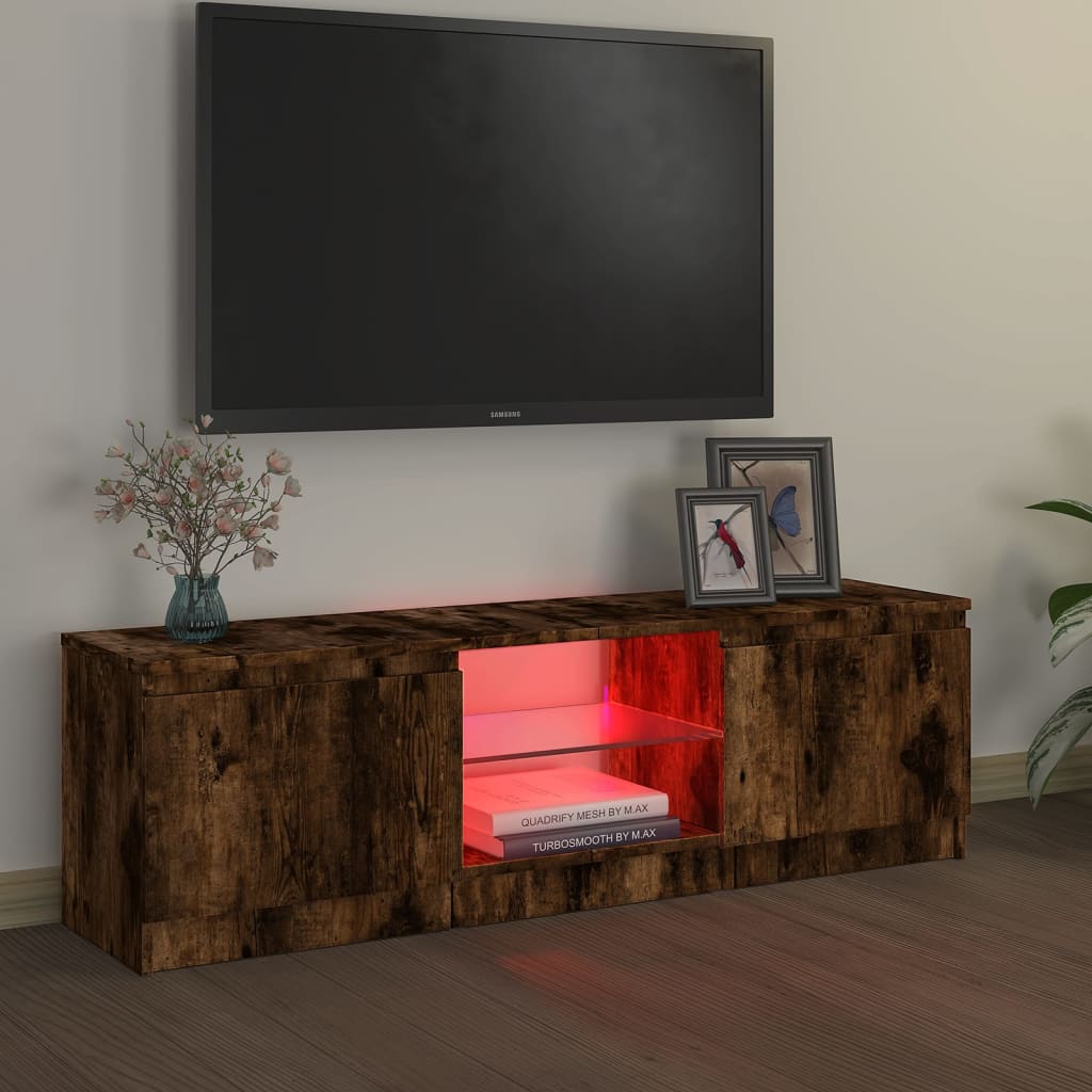 Tv-meubel met LED-verlichting 140x40x35,5 cm bruin eikenkleur