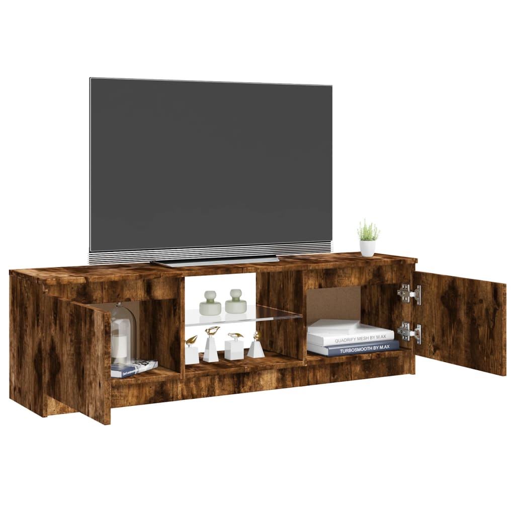 Tv-meubel met LED 140x40x35,5 cm bewerkt hout oud houtkleurig