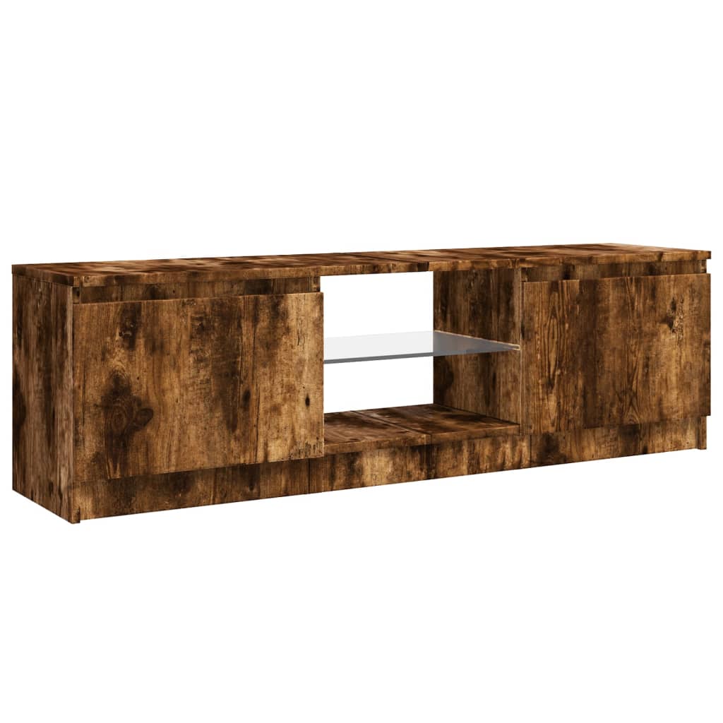 Tv-meubel met LED 140x40x35,5 cm bewerkt hout oud houtkleurig