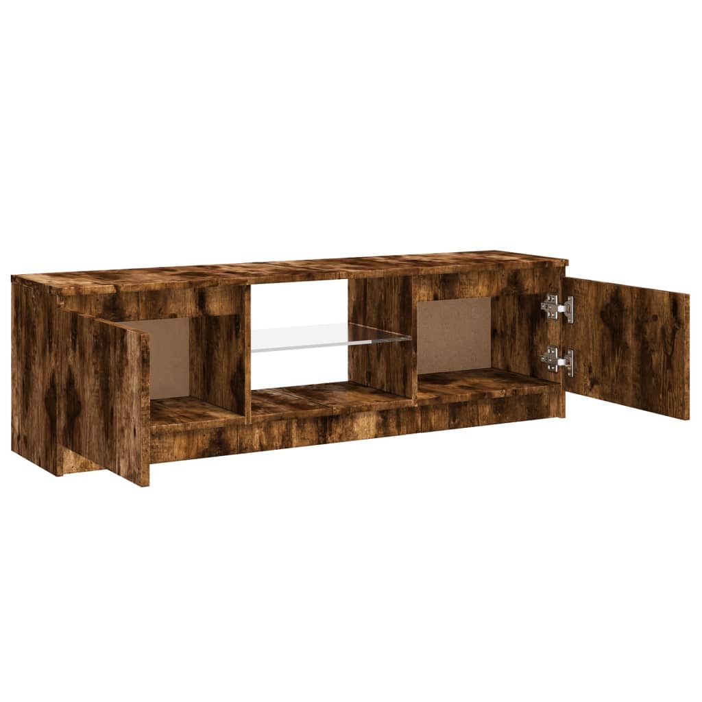 Tv-meubel met LED 140x40x35,5 cm bewerkt hout oud houtkleurig