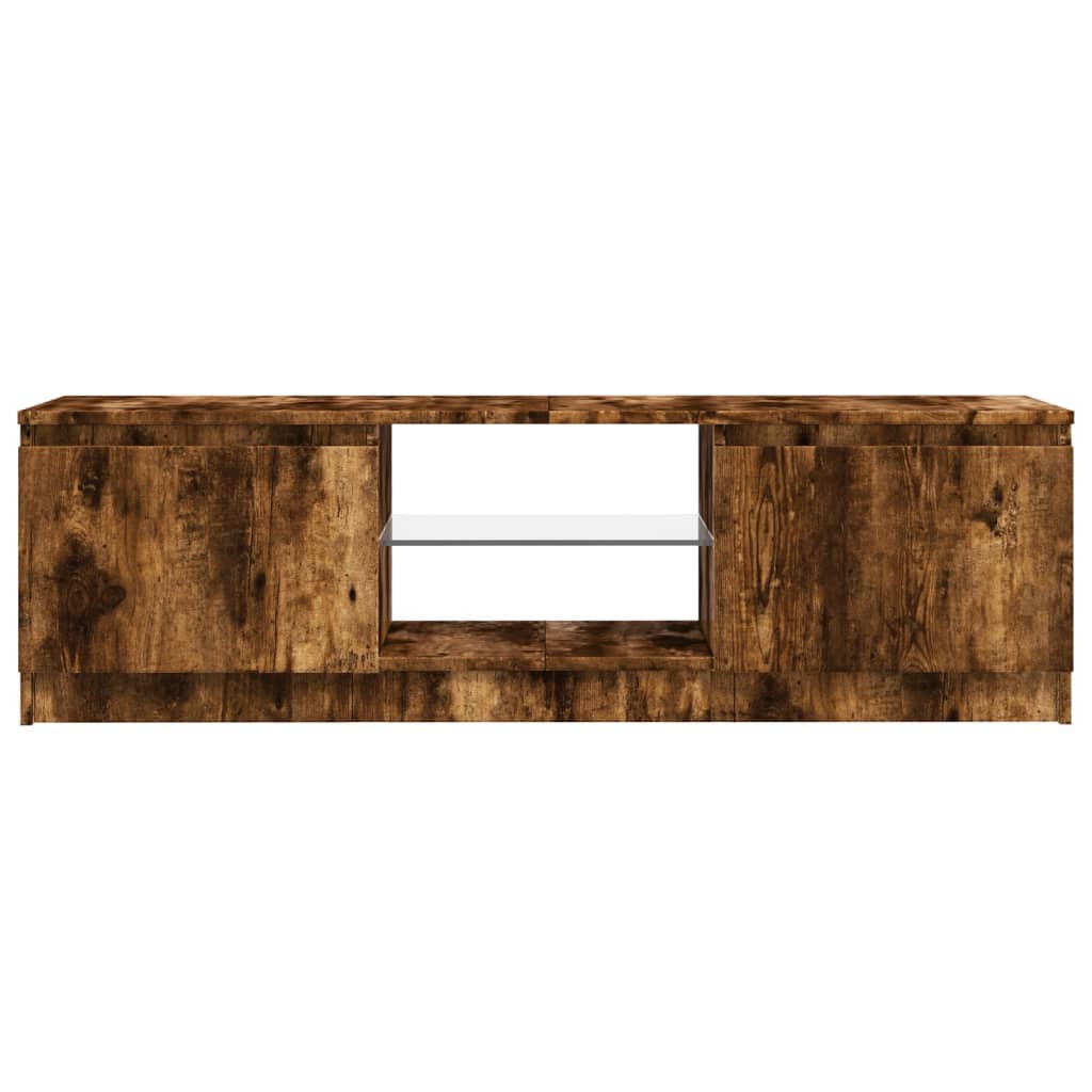 Tv-meubel met LED 140x40x35,5 cm bewerkt hout oud houtkleurig