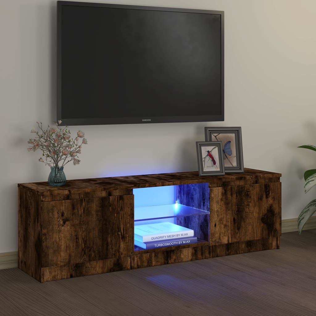 Tv-meubel met LED-verlichting 140x40x35,5 cm bruin eikenkleur