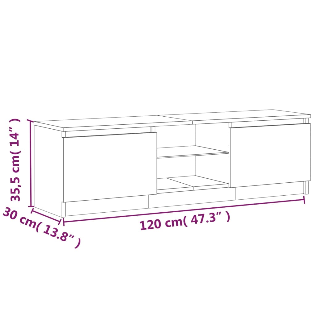 Tv-meubel met LED-verlichting 140x40x35,5 cm bruin eikenkleur