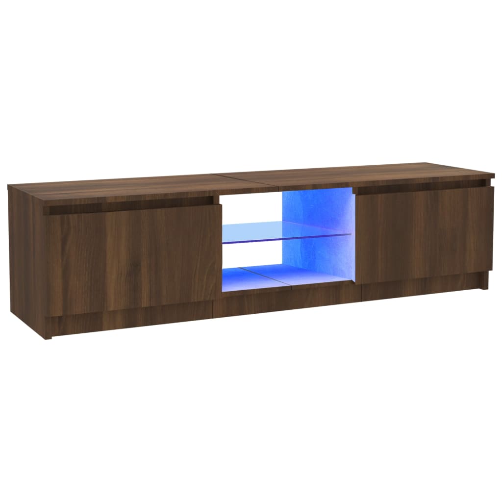 Tv-meubel met LED-verlichting 140x40x35,5 cm bruin eikenkleur