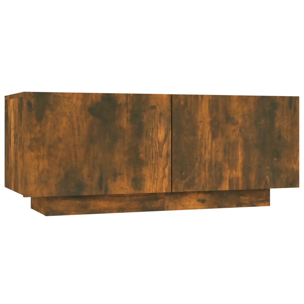 Tv-meubel met LED 100x35x40 cm bewerkt hout artisanaal eiken