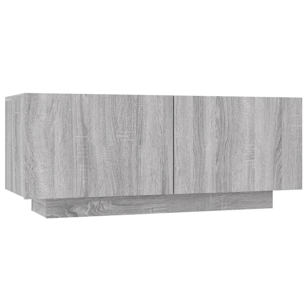 Tv-meubel met LED 100x35x40 cm bewerkt hout artisanaal eiken