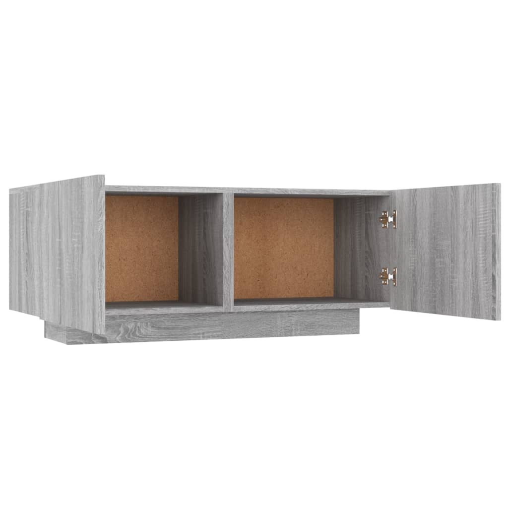 Tv-meubel met LED 100x35x40 cm bewerkt hout artisanaal eiken