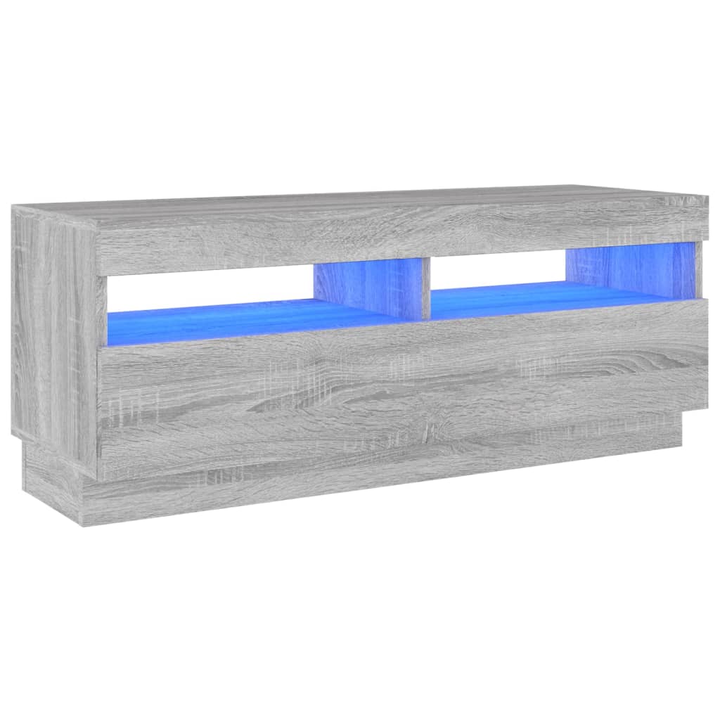 Tv-meubel met LED 80x35x40 cm bewerkt hout artisanaal eiken