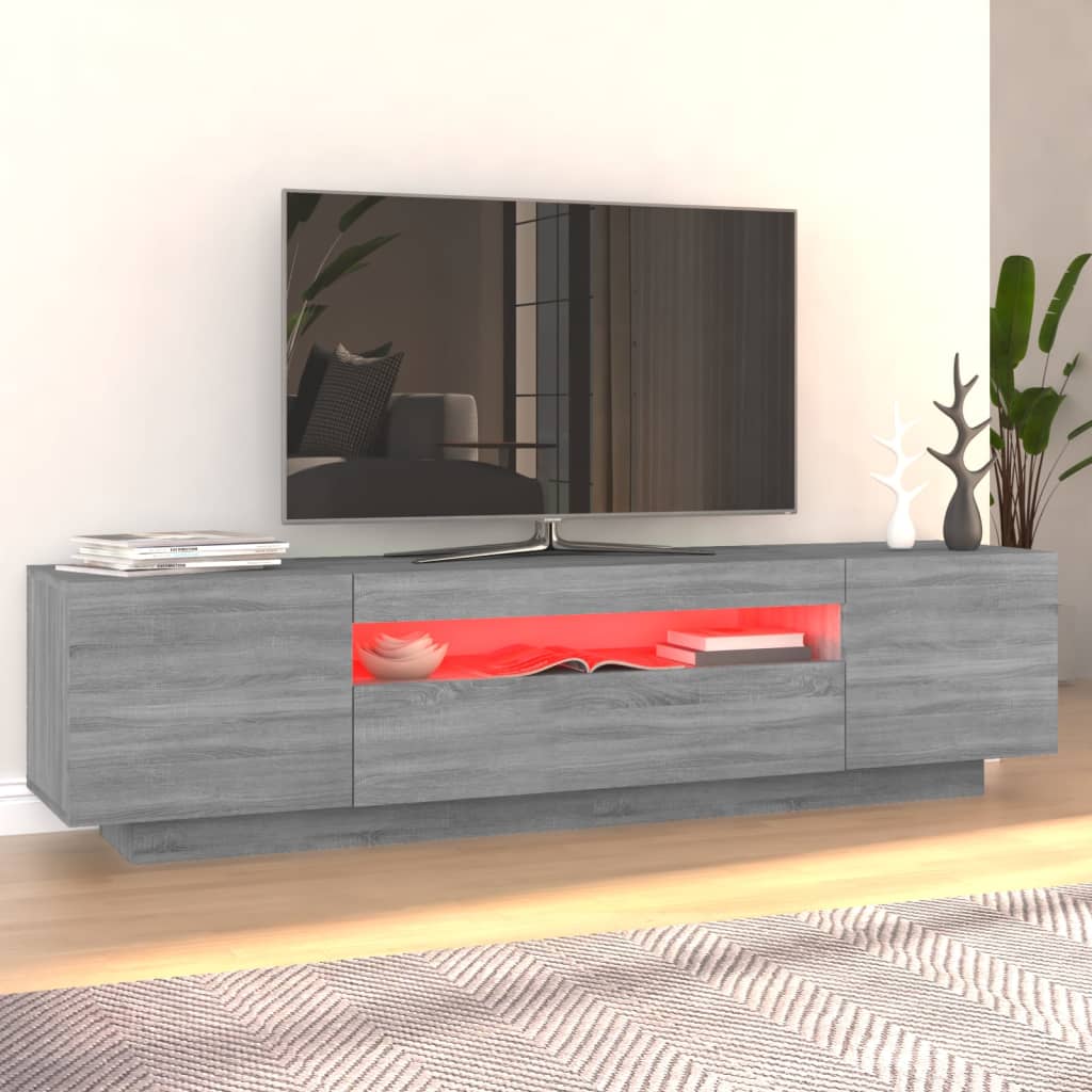 Tv-meubel met LED 160x35x40 cm bewerkt hout oud hout