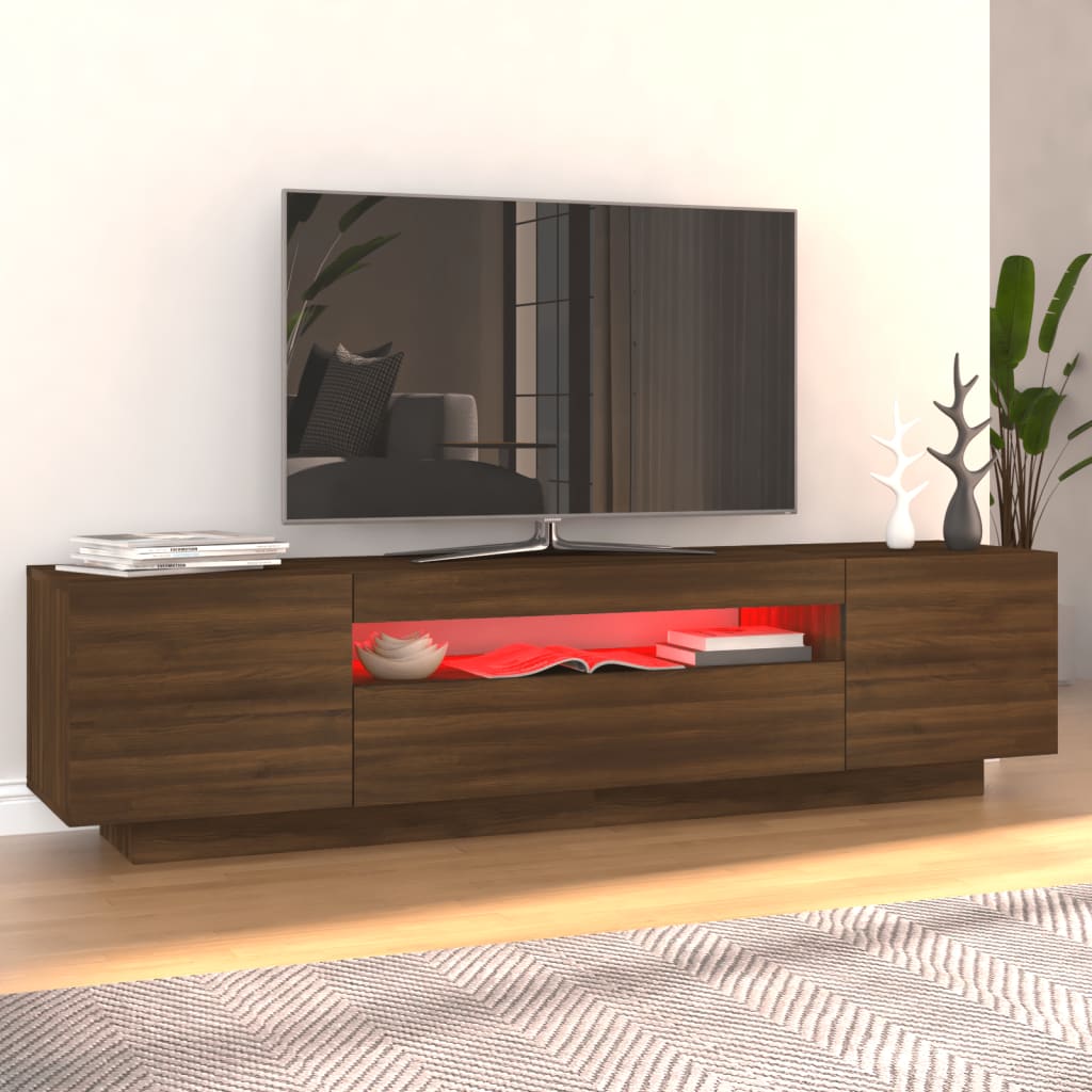 Tv-meubel met LED 160x35x40 cm bewerkt hout oud hout