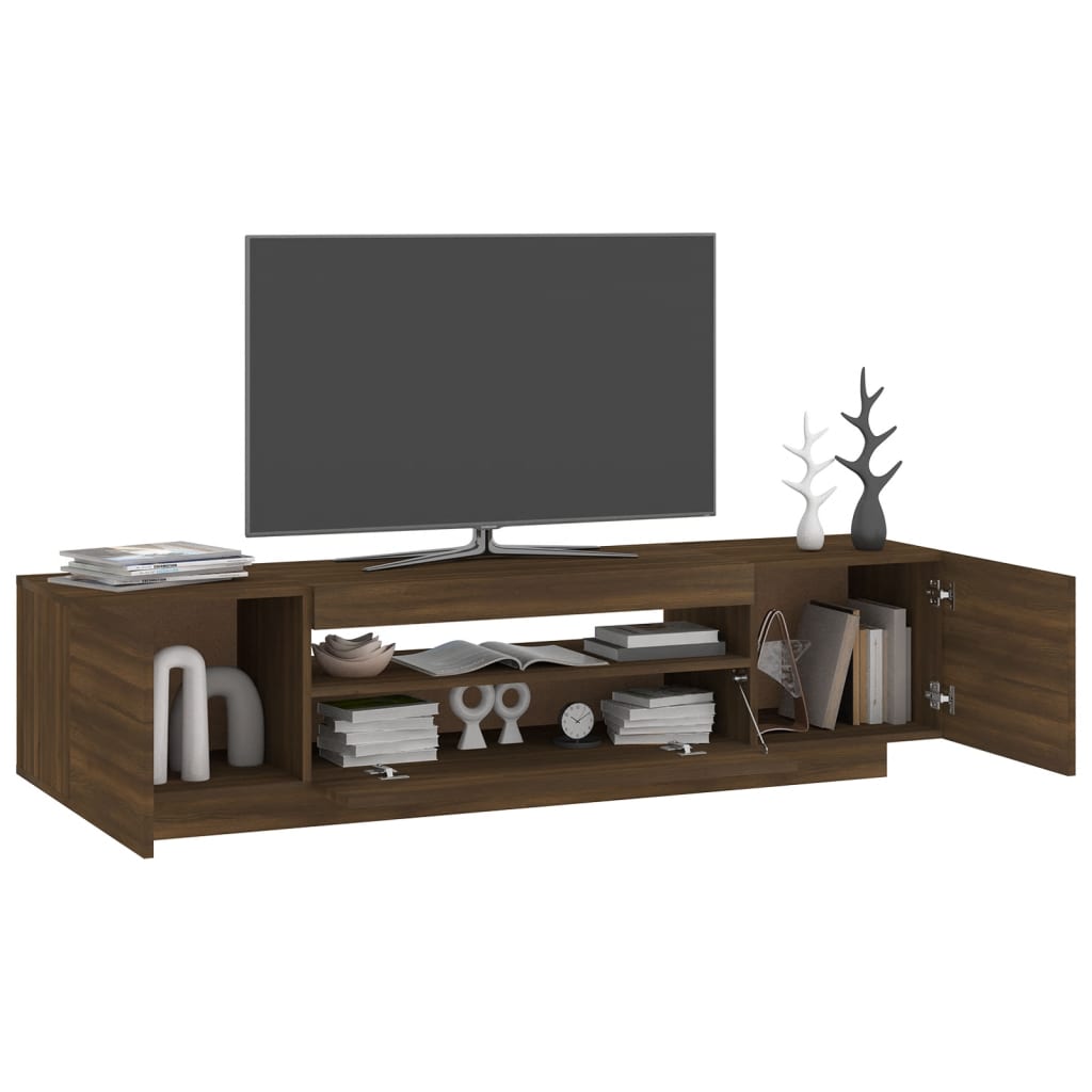 Tv-meubel met LED 160x35x40 cm bewerkt hout oud hout