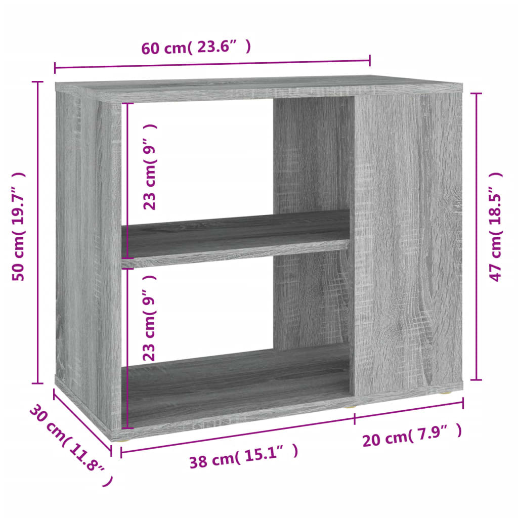 Bijzetkast 60x30x50 cm bewerkt hout eikenkleurig