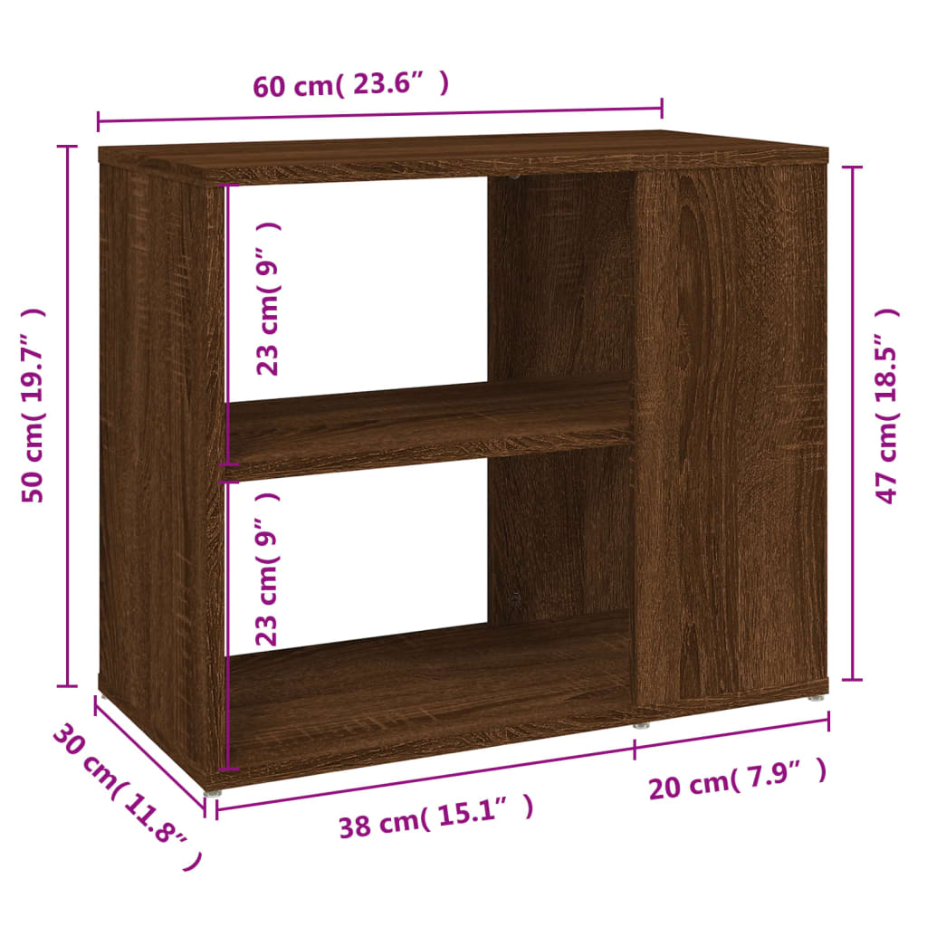 Bijzetkast 60x30x50 cm bewerkt hout eikenkleurig