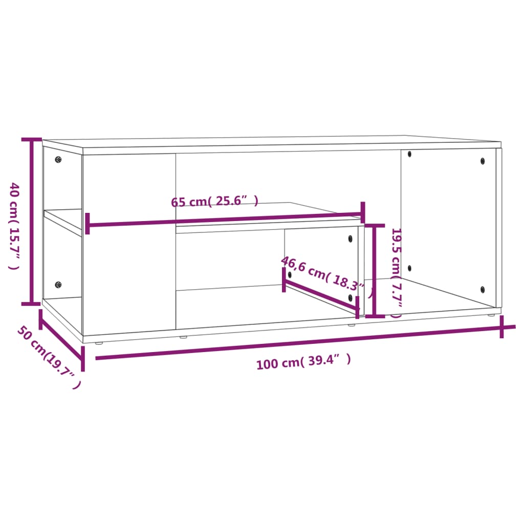 Salontafel 100x50x40 cm bewerkt hout