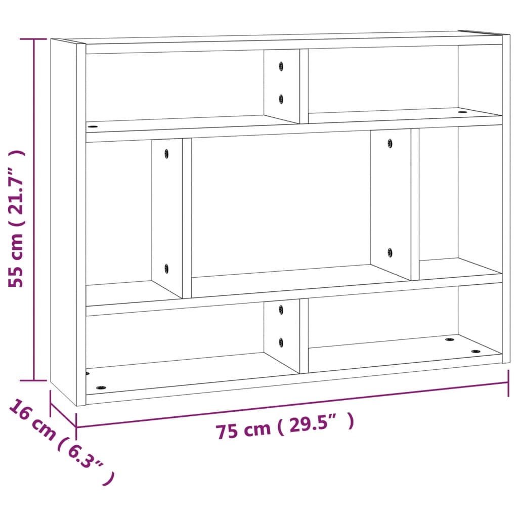 Wandschap 75x16x55 cm bewerkt hout