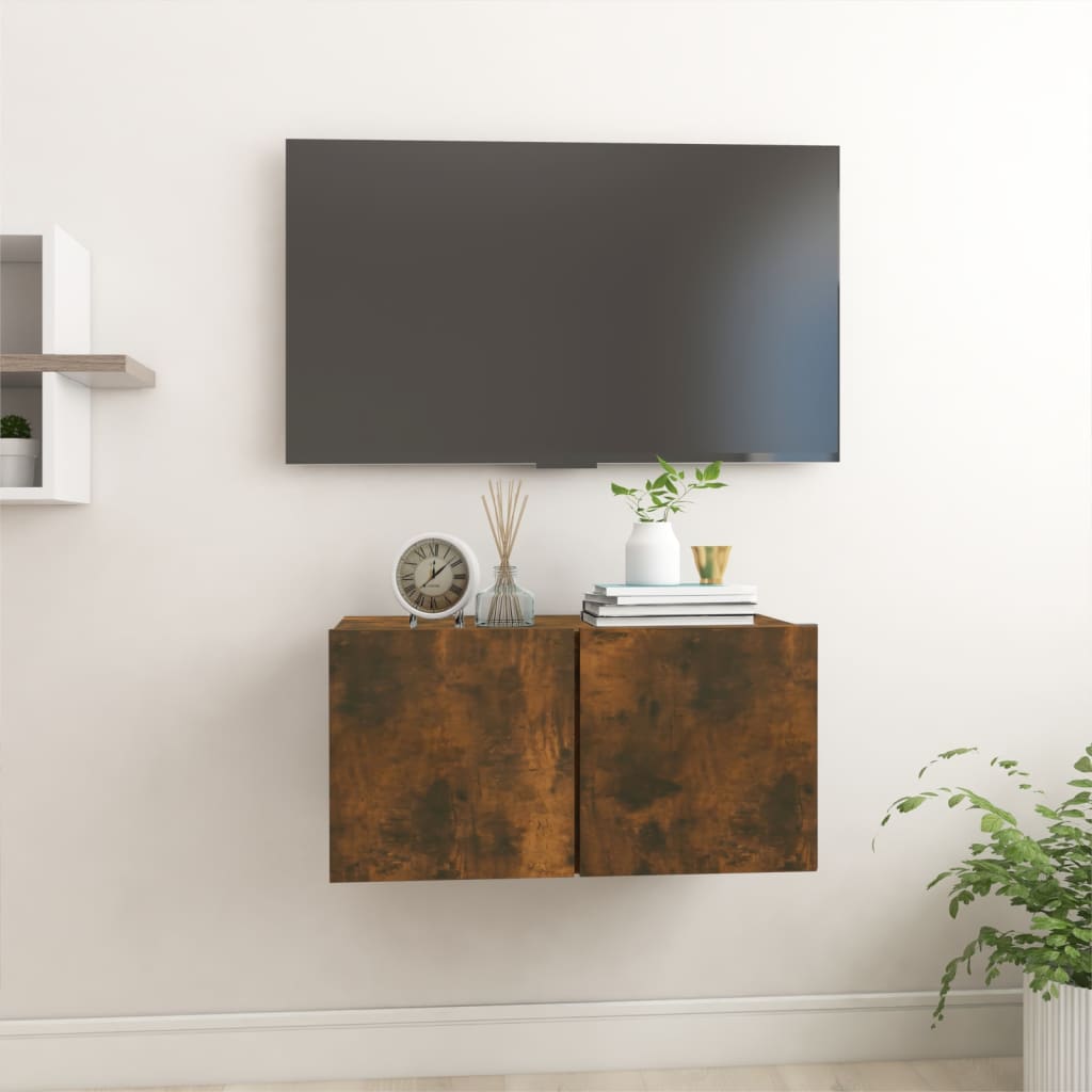 Tv-meubel hangend 60x30x30 cm bewerkt hout eikenkleurig