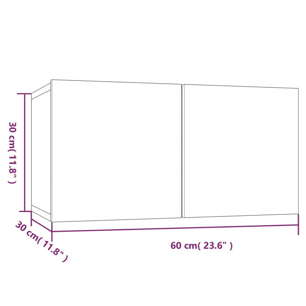 Tv-meubel hangend 60x30x30 cm bewerkt hout eikenkleurig