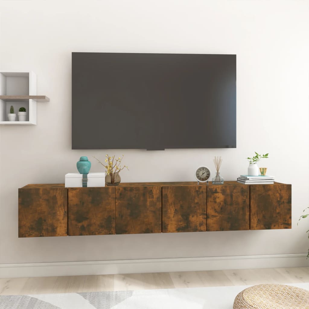 Tv-meubel hangend 60x30x30 cm bewerkt hout eikenkleurig