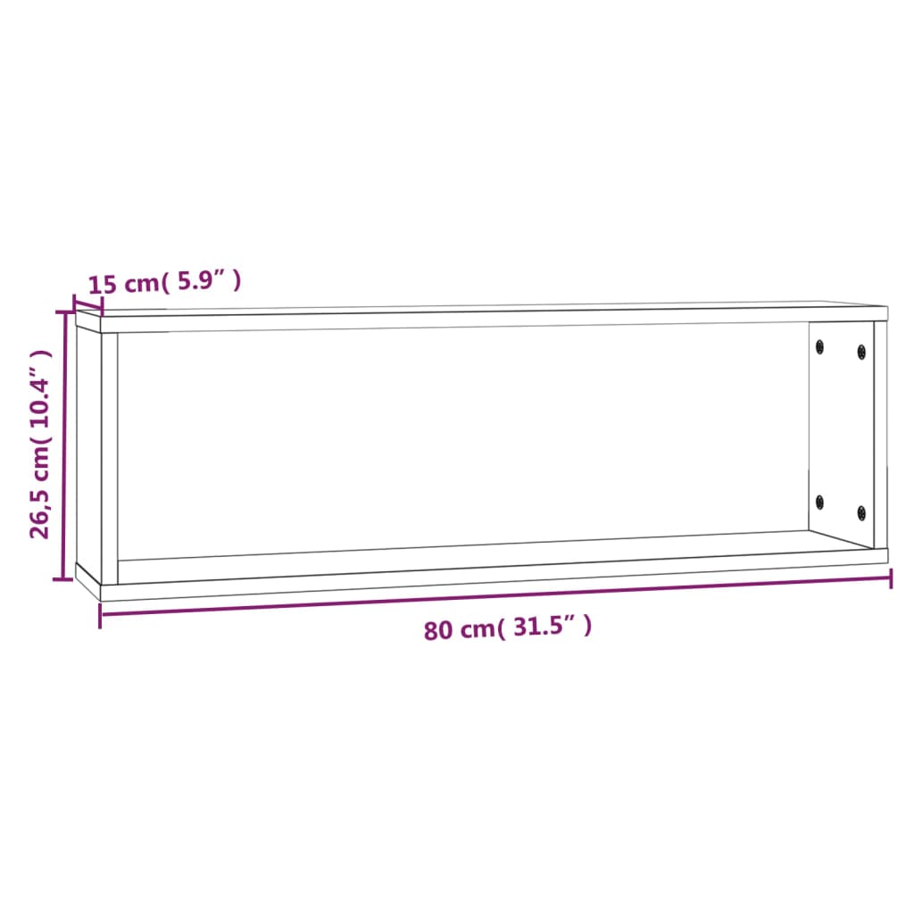 Wandschappen kubus 4 st 80x15x26,5 cm hout eikenkleurig