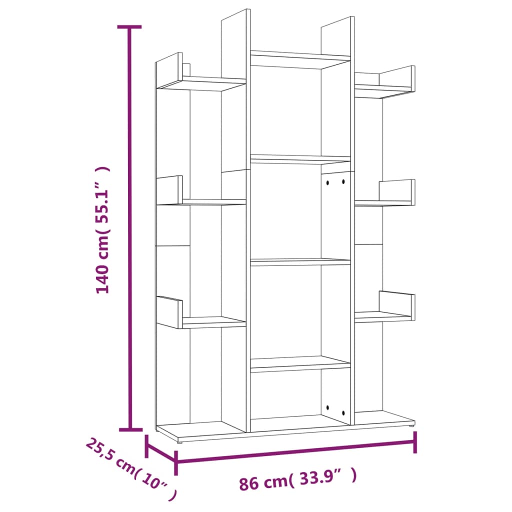 Boekenkast 86x25,5x140 cm bewerkt hout