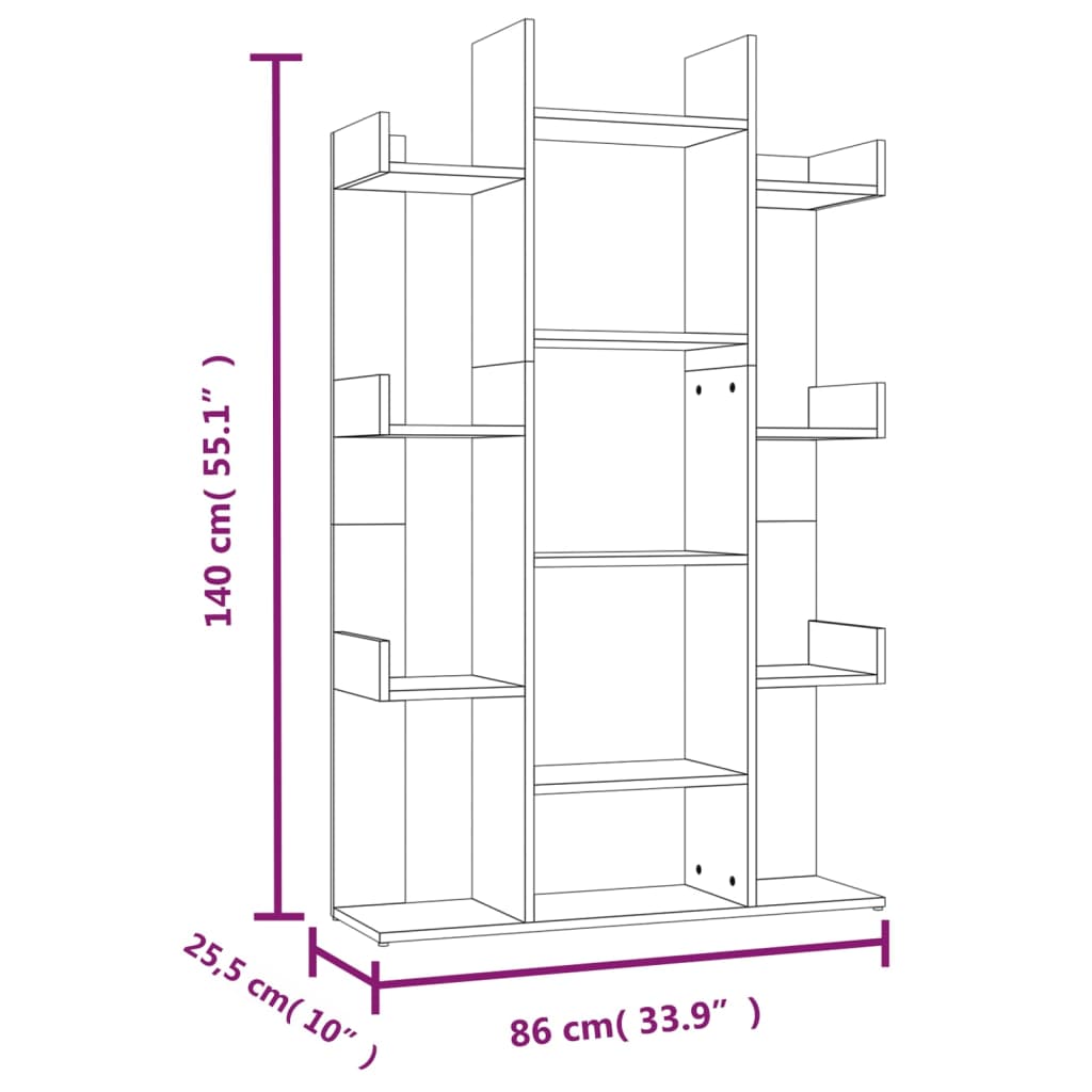 Boekenkast 86x25,5x140 cm bewerkt hout