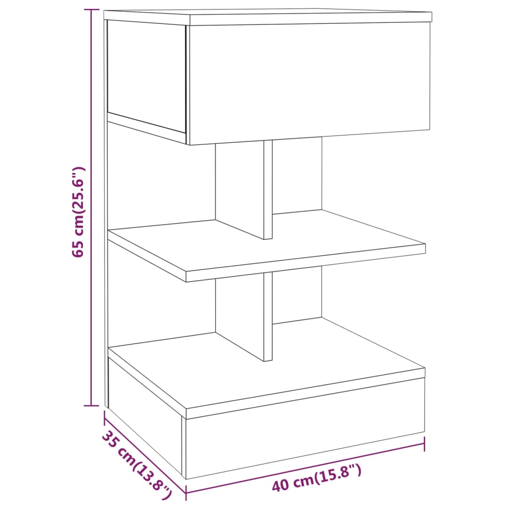 Nachtkastjes 2 st 40x35x65 cm bewerkt hout