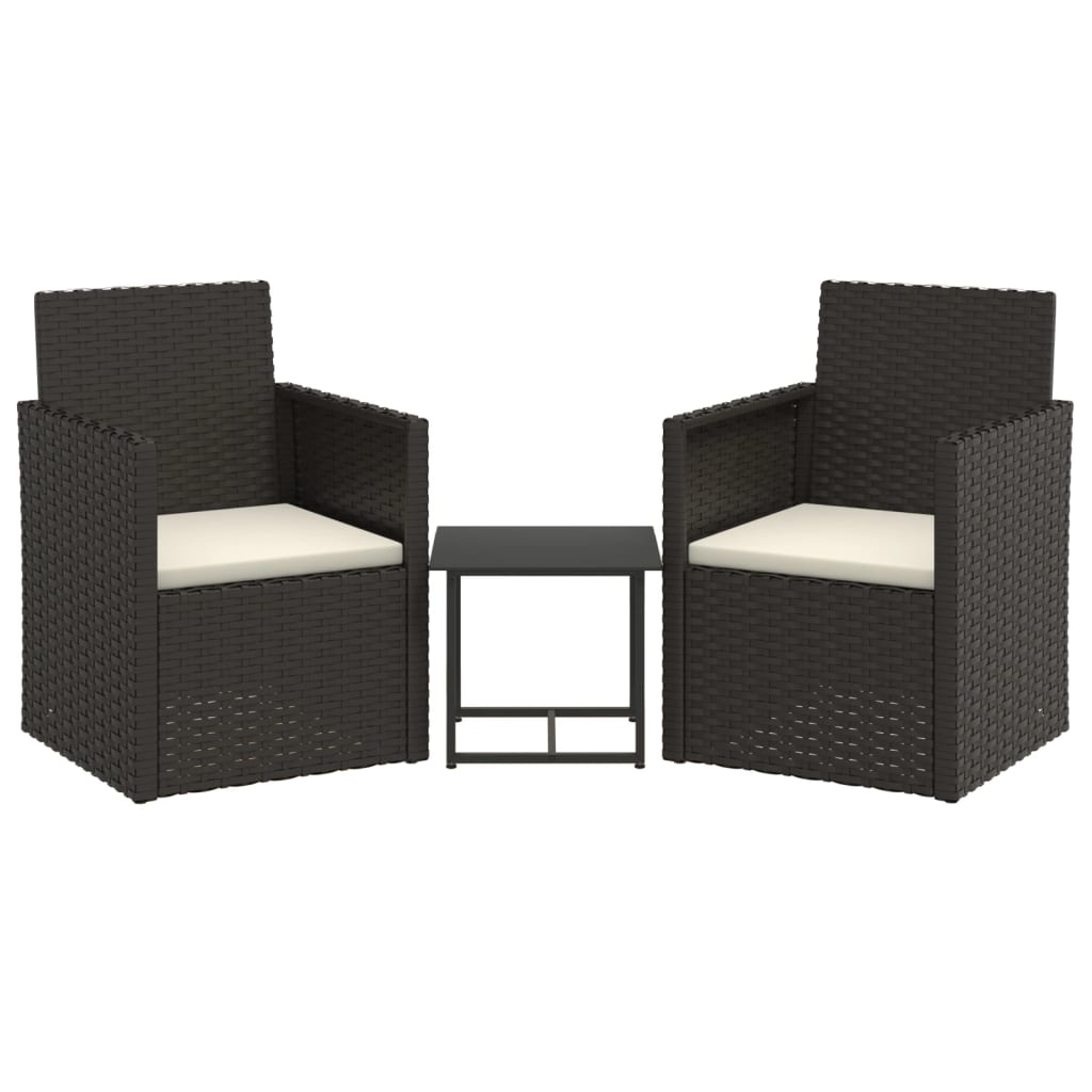 3-delige Loungeset met kussens poly rattan