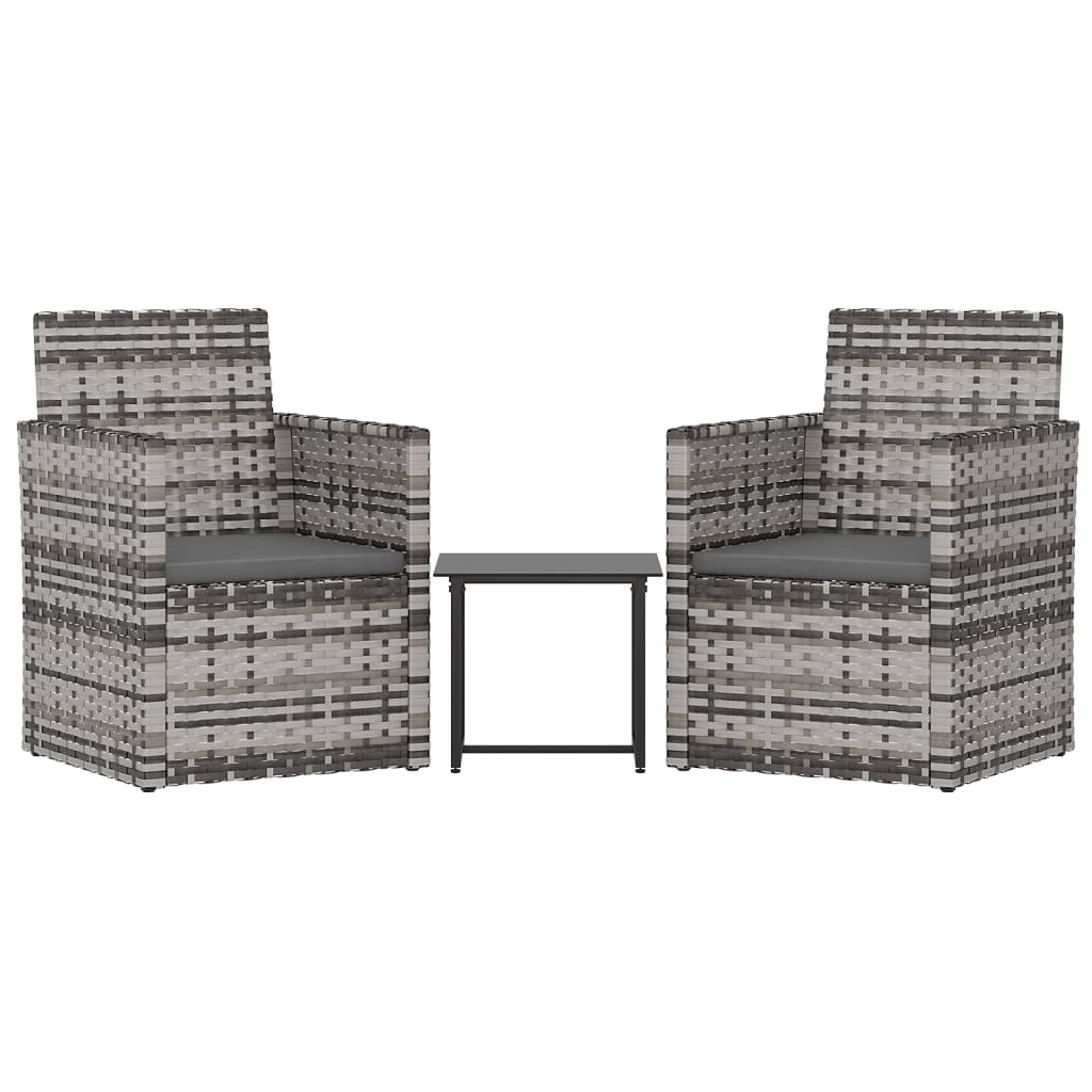 3-delige Loungeset met kussens poly rattan