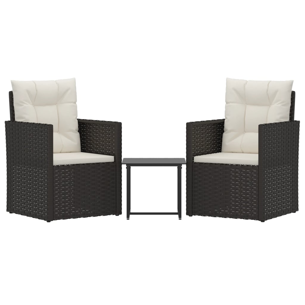 3-delige Loungeset met kussens poly rattan